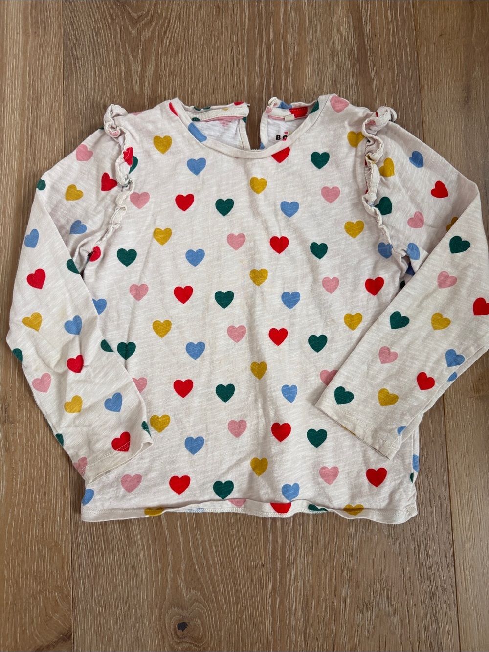 Mini BODEN Kids Heart Print Long-Sleeve Top - Multi Heart Colors